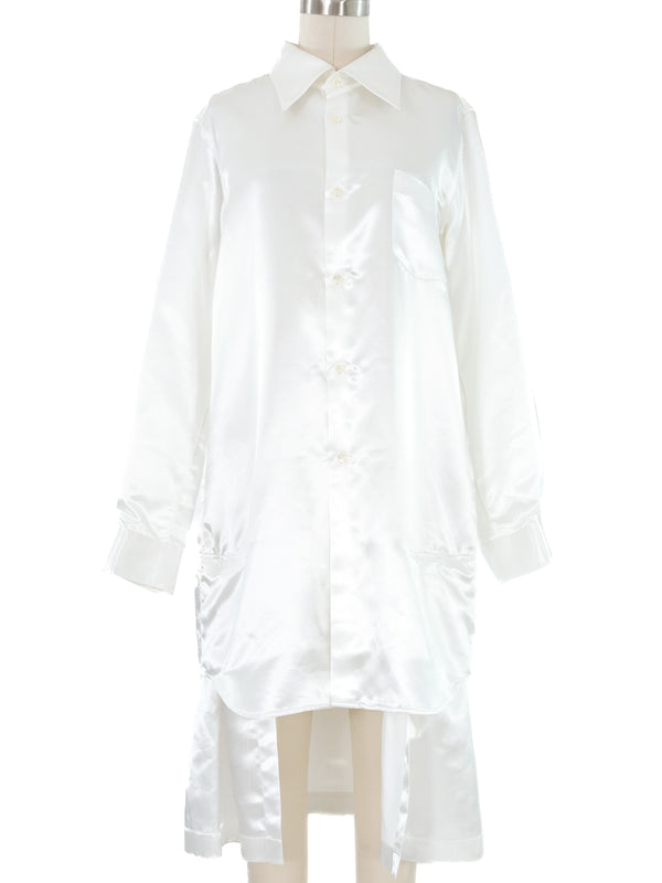 2018 Comme des Garcons White Satin Shirt Dress