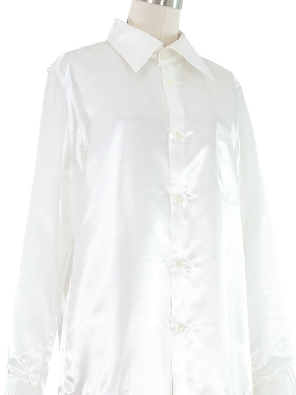2018 Comme des Garcons White Satin Shirt Dress