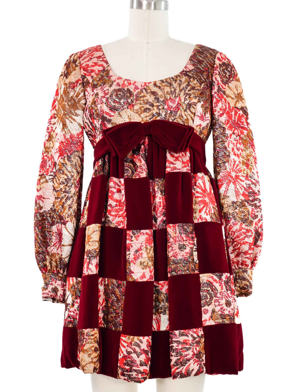 1960s Malcolm Starr Patchwork Babydoll Dress