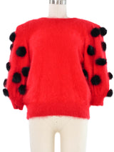Red Angora Polka Dot Sweater Top arcadeshops.com