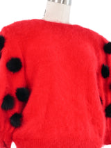 Red Angora Polka Dot Sweater Top arcadeshops.com