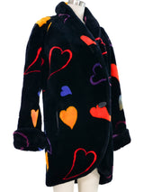 Donnybrook Multicolor Heart Motif Faux Fur Coat Outerwear arcadeshops.com