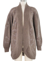 Embellished Taupe Angora Cardigan Jacket arcadeshops.com