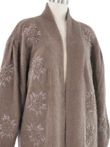 Embellished Taupe Angora Cardigan Jacket arcadeshops.com