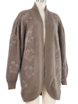 Embellished Taupe Angora Cardigan Jacket arcadeshops.com