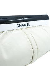 Chanel Ivory Leather Lucite Handle Clutch Accessory arcadeshops.com