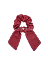 Chanel Red Leather Bow Scrunchie Accessory arcadeshops.com