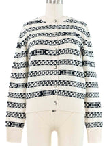 Chanel Chain Intarsia Cardigan Top arcadeshops.com