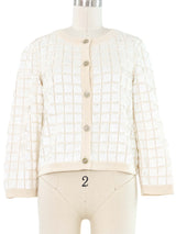 2008 Chanel Ivory Sequined Cashmere Cardigan Top arcadeshops.com