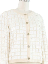 2008 Chanel Ivory Sequined Cashmere Cardigan Top arcadeshops.com