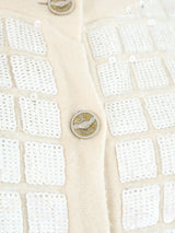 2008 Chanel Ivory Sequined Cashmere Cardigan Top arcadeshops.com