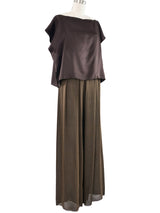 Zoran Brown Silk Pant Ensemble Suit arcadeshops.com
