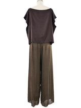 Zoran Brown Silk Pant Ensemble Suit arcadeshops.com