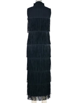 Issey Miyake Black Fringe Trimmed Plisse Dress Dress arcadeshops.com