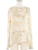 Giorgio Armani Printed Ivory Gauze Blouse Top arcadeshops.com