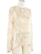 Giorgio Armani Printed Ivory Gauze Blouse Top arcadeshops.com