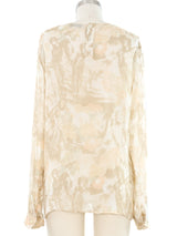 Giorgio Armani Printed Ivory Gauze Blouse Top arcadeshops.com