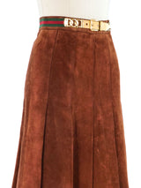 Gucci Pleated Cinnamon Suede Skirt Bottom arcadeshops.com