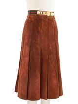 Gucci Pleated Cinnamon Suede Skirt Bottom arcadeshops.com