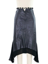 Yves Saint Laurent Chiffon Trimmed Leather Skirt Bottom arcadeshops.com