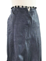 Yves Saint Laurent Chiffon Trimmed Leather Skirt Bottom arcadeshops.com