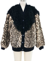 1980s Leopard Print Fur Cardigan Jacket arcadeshops.com