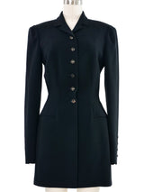 1980s Karl Lagerfeld Black Wool Coat Dress Dress arcadeshops.com