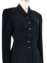 1980s Karl Lagerfeld Black Wool Coat Dress Dress arcadeshops.com