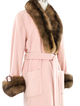 Bill Blass Fur Trimmed Baby Pink Coat Outerwear arcadeshops.com