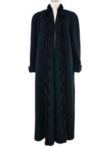 Mink Trim Black Wool Overcoat Outerwear arcadeshops.com