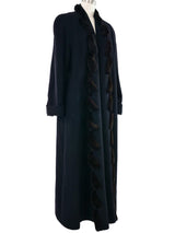 Mink Trim Black Wool Overcoat Outerwear arcadeshops.com