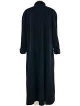 Mink Trim Black Wool Overcoat Outerwear arcadeshops.com