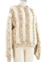 Cream Plush Knit Zip Jacket Jacket arcadeshops.com
