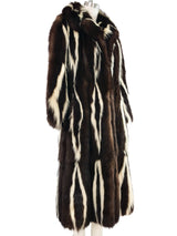 Two Tone Striped Fur Maxi Coat Outerwear arcadeshops.com