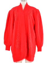 Cherry Red Angora Cardigan Jacket arcadeshops.com