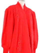 Cherry Red Angora Cardigan Jacket arcadeshops.com