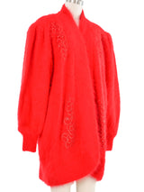 Cherry Red Angora Cardigan Jacket arcadeshops.com
