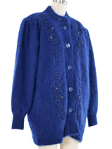 Embellished Blue Angora Cardigan Jacket arcadeshops.com