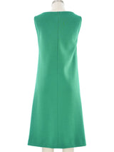 1990s Pierre Cardin Green Shift Dress