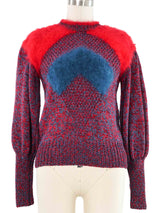 1980s Angora Trim Space Dyed Sweater