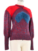 1980s Angora Trim Space Dyed Sweater