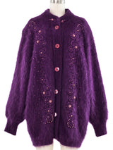 Embellished Purple Angora Cardigan