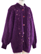 Embellished Purple Angora Cardigan