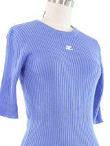 1970s Courreges Periwinkle Knit Top Top arcadeshops.com