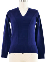 1970s Yves Saint Laurent Navy Sweater Top arcadeshops.com