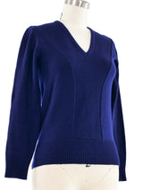 1970s Yves Saint Laurent Navy Sweater Top arcadeshops.com