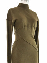 1980s Alaia Olive Knit Seamed Dress Dress arcadeshops.com