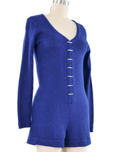 1970s Blue Knit Romper Suit arcadeshops.com