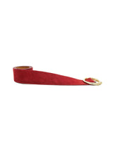 Lion Buckle Red Suede Belt Accessory arcadeshops.com