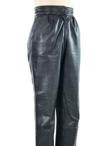1980s Paco Rabanne Black Leather Pants Bottom arcadeshops.com